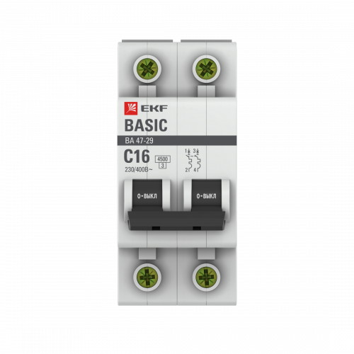 ВА 47-29 2Р 16А С 4,5кА EKF Basic