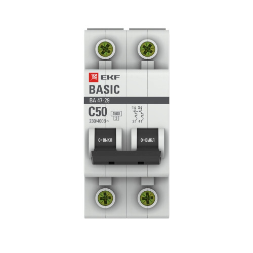 ВА 47-29 2Р 50А С 4,5кА EKF Basic