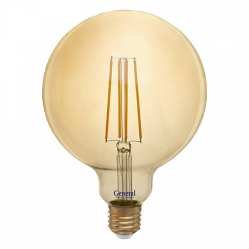 Лампа GLDEN-G125S-8-230-E27-2700 золотая  шар d125 нить 8Вт 2700К Е27 General