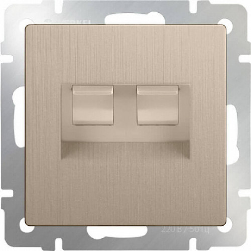 Розетка телефонная RJ-11 и Ethernet RJ-45 / WL10-RJ11+RJ45  Werkel шампань рифленый