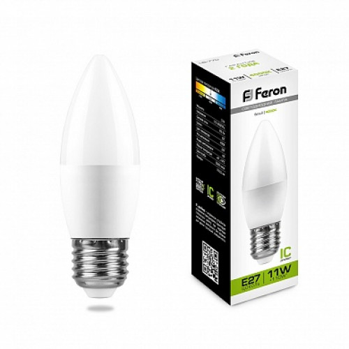 Лампа LED E27 11Вт-СВЕЧА  230В  4000К LB-770 Feron