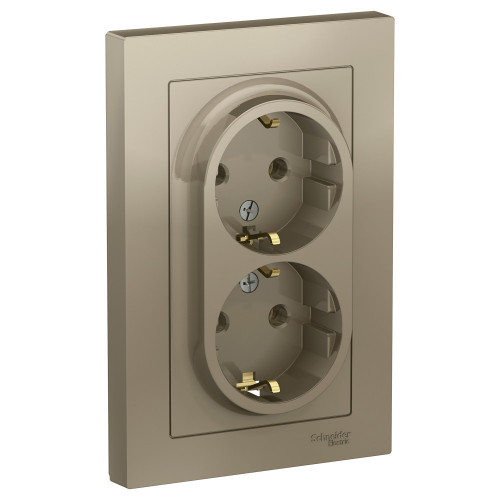 Розетка 2я с з/к Schneider Electric ATLAS DESIGN шампань