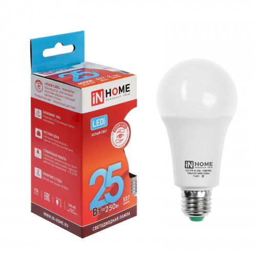 Лампа LED E27 25Вт А65 220В 4000К VC IN HOME