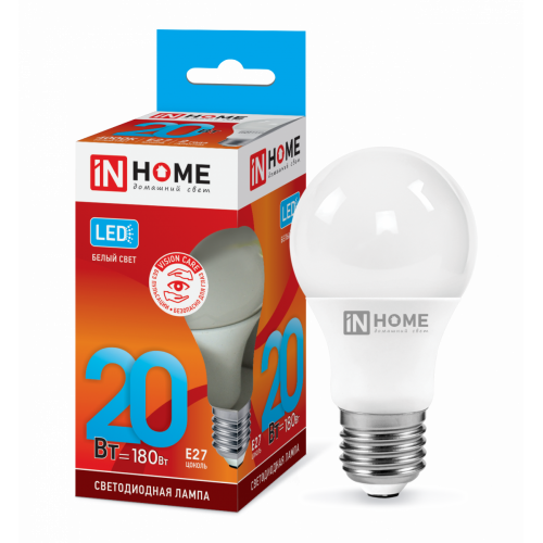 Лампа LED E27 20Вт А60 220В 6500К VC 1800Лм IN HOME