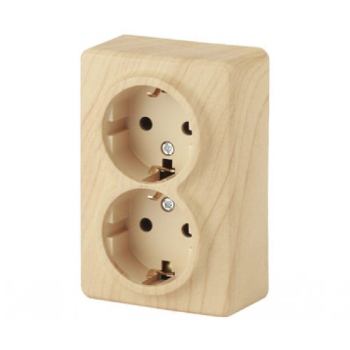 ЭРА Розетка 2Х2Р+Е Schuko , 16АХ-250В, Эра12, сосна