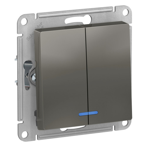 Выключатель Schneider Electric 2кл, с подсветкой, сх.5,10АХ, сталь