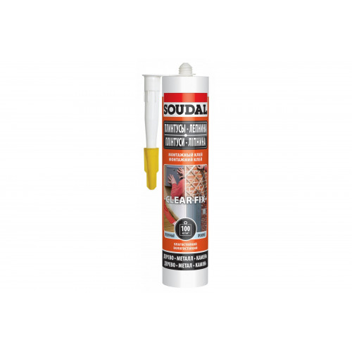 Клей монтажный каучуковый, б/цв. CLEAR FIX 280мл. 1/15 //Soudal