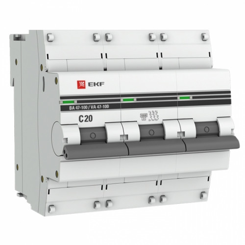 ВА 47-100 3p 20A "С"  EKF PROxima