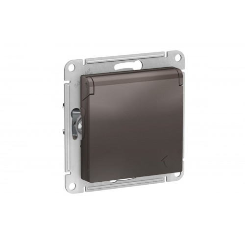 Розетка 1я с з/к шт. с крышкой Schneider Electric,  ATLAS DESIGN МОККО