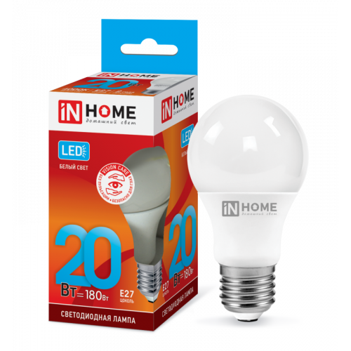 Лампа LED E27 20Вт А60 220В 4000К VC 220В 1800Лм IN HOME
