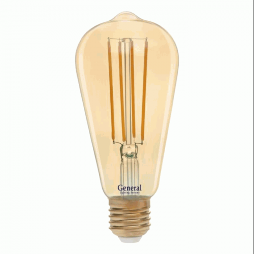 Лампа GLDEN-ST64S-8-230-E27-2700 Золотая капля 8Вт Е27 2700К General