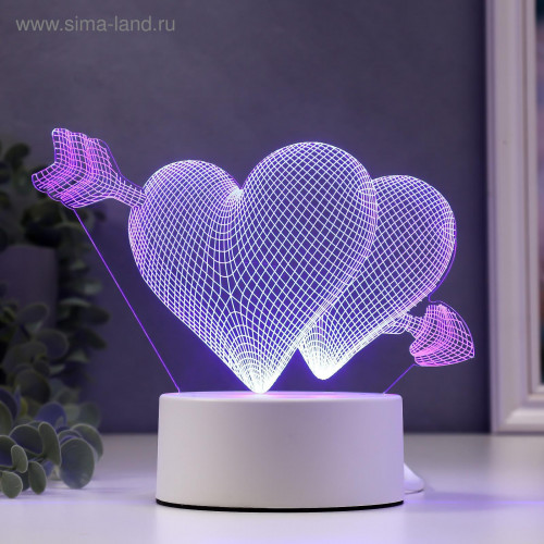 Светильник "Сердца" LED RGB от сети 9,5х18х17 см